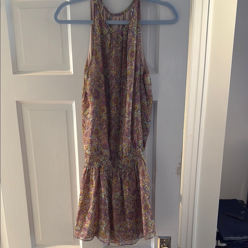 Floral Sleeveless Dress - Purple and Yellow